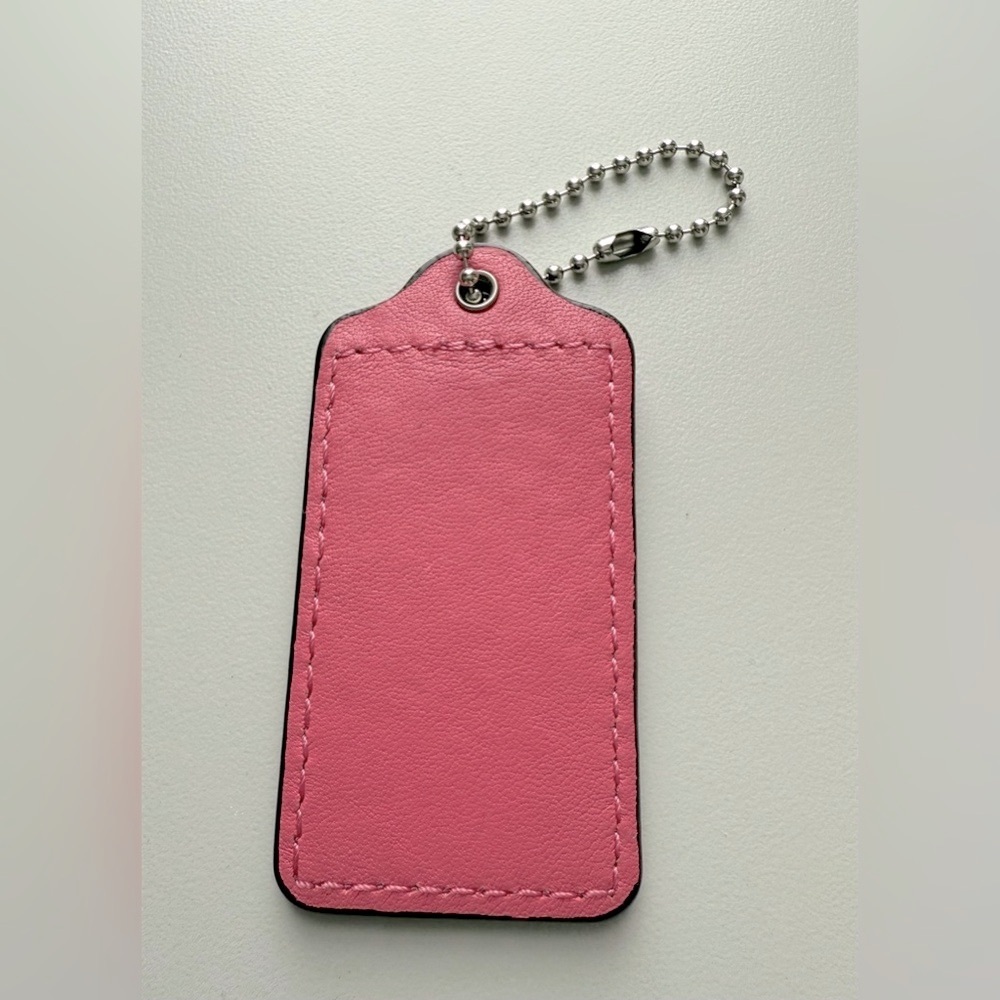 🎉Coach Pink Leather Purse Fob Hang Tag Charm - Picture 2 of 7